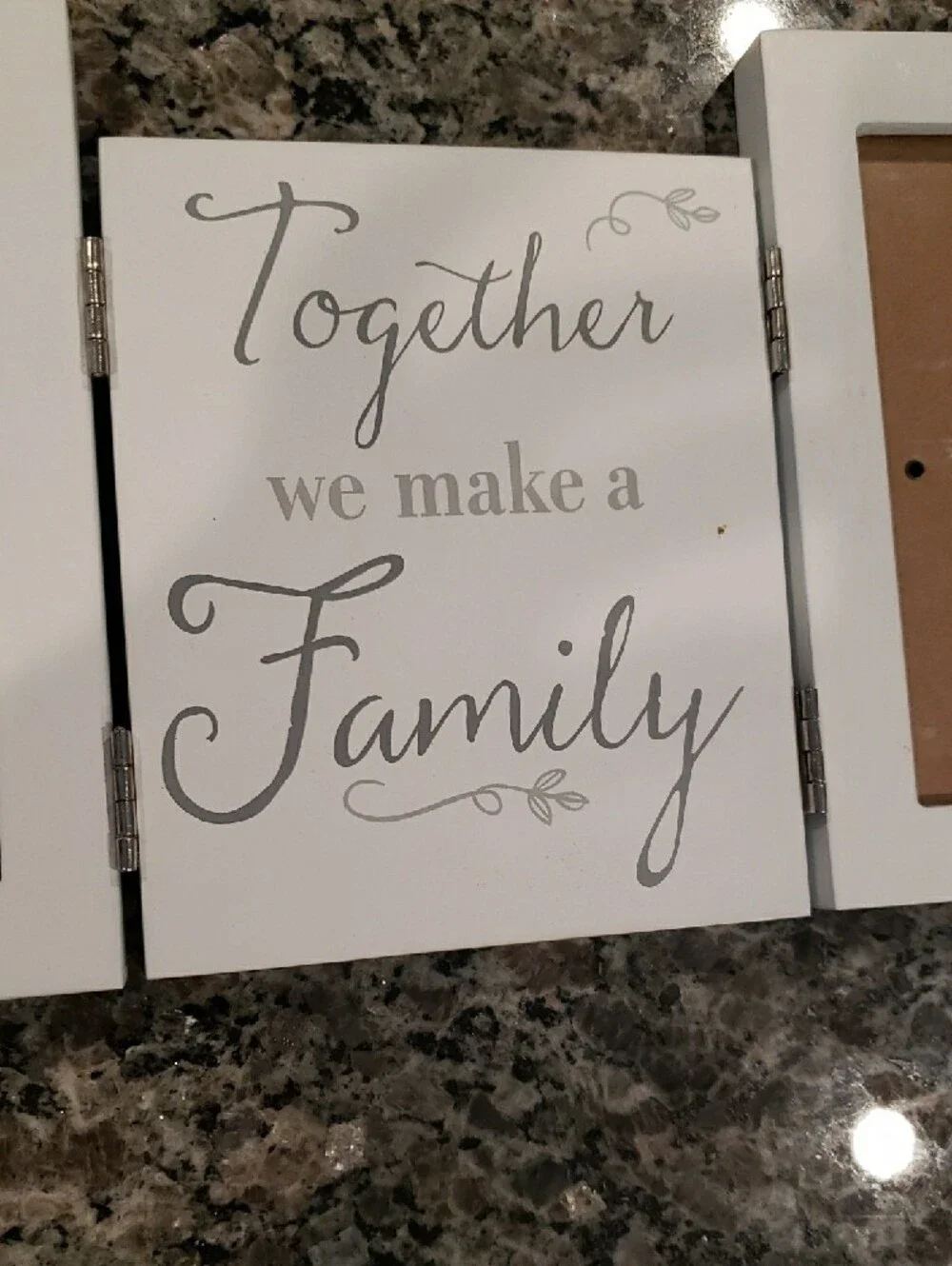White Malden 'Together We Make a Family' Tri-Fold Hinged Photo Frame